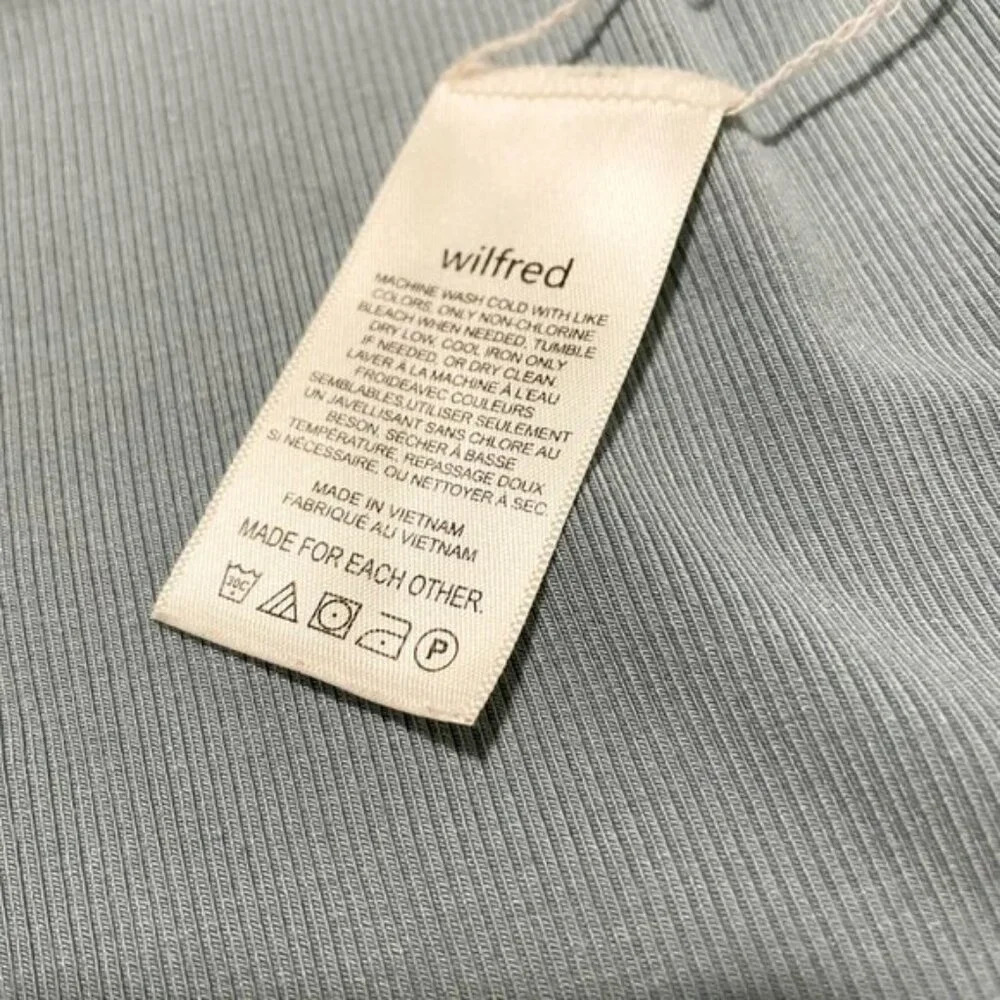 Aritzia Wilfred Tie Front Long Sleeve Ribbed Stretchy Crop Top  XXS - Picture 8 of 16